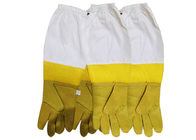 Κίτρινα γάντια ασφάλειας για τη μελισσοκομία με τον άσπρο αερισμένο καρπό