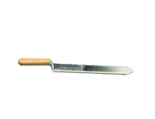 Διπλό κομμένο οδοντωτά μαχαίρι εκπωμάτισης ανοξείδωτου με την ξύλινη λαβή για την εκπωμάτιση μελιού