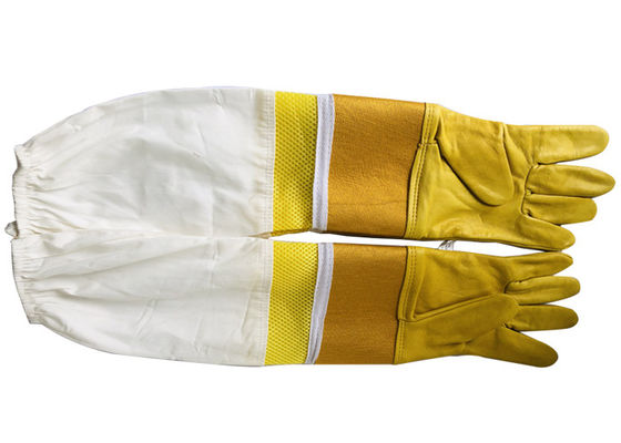 #33 κίτρινος παχύς προστάτης καρπών καμβά δερμάτων αιγών και κατά το ήμισυ αερισμένος με το άσπρο μανίκι υφασμάτων