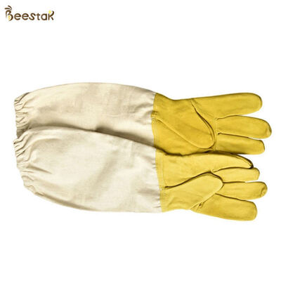 Αγορά Economic Sheepskin Beekeeping Gloves with Leather and Canvas in Yellow and White for Bee Protection σε απευθείας σύνδεση κατασκευή