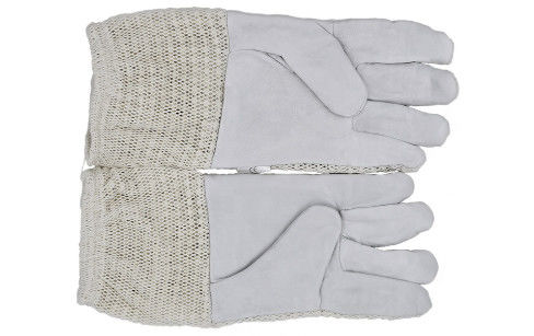 Goatskin πλέγματος βαμβακιού τριών στρωμάτων γάντια μελισσοκομίας με το άσπρο κοντό μανίκι