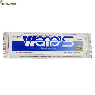 Φάρμακο μέλισσας Wangshi Manpu Fluvalinate Strips Bee Varroa Mites Instant Killer 10 λωρίδες/σακούλα